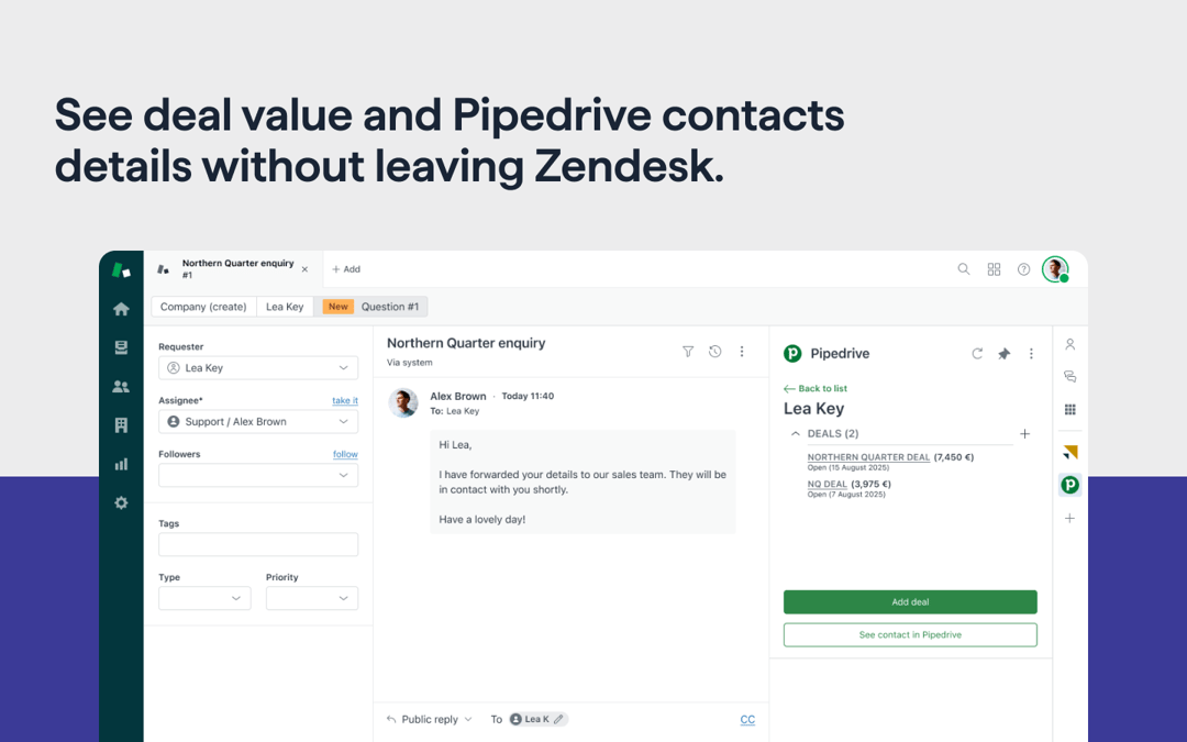Zendesk App | Zendesk Integration – Pipedrive Marketplace