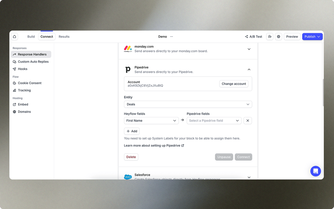 Heyflow App Integration - Pipedrive Marketplace