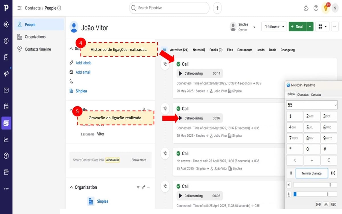 Sinplea Telecom App Integration - Pipedrive Marketplace