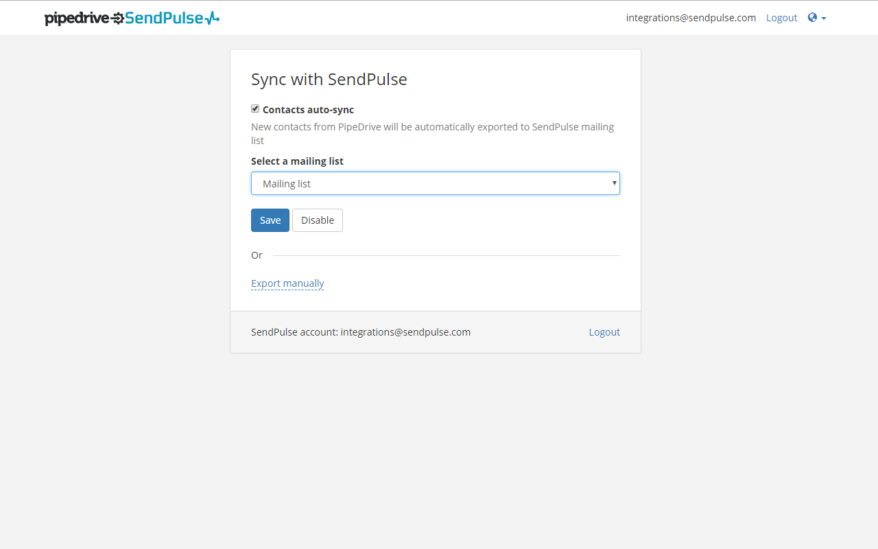SendPulse App Integration - Pipedrive Marketplace