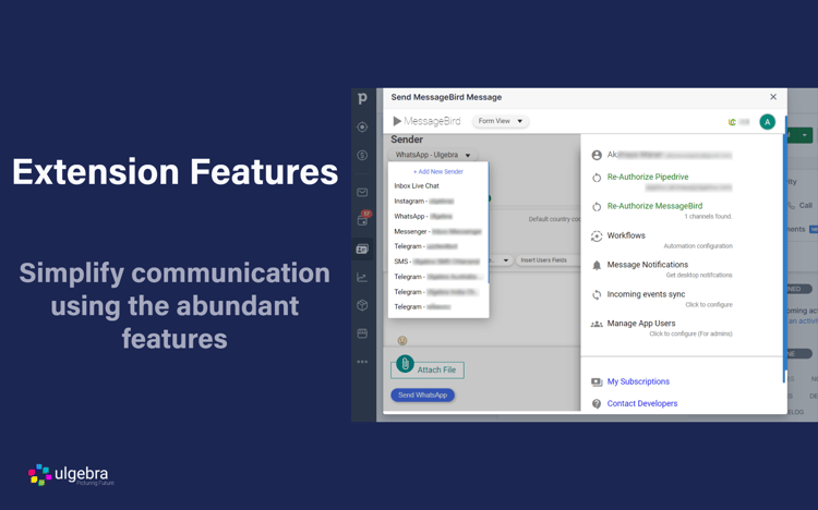 Messagebird Ui MessageBird Integration for Pipedrive App Integration - Pipedrive ...