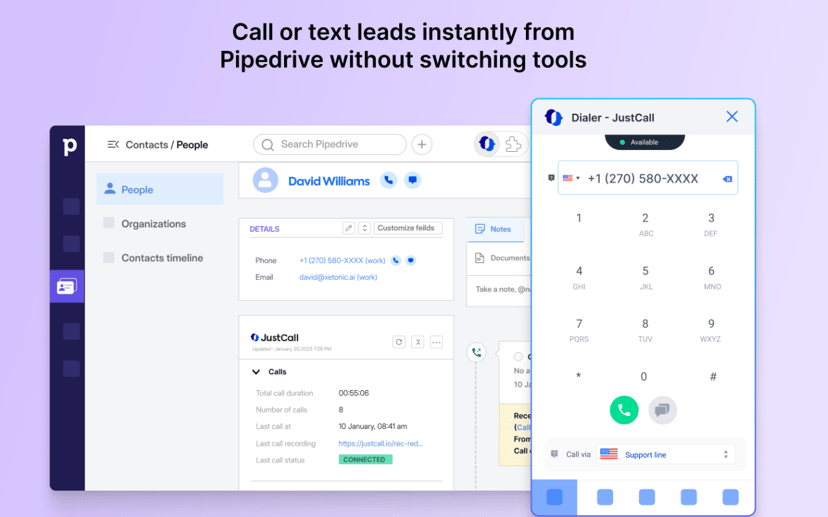 JustCall App Integration - Pipedrive Marketplace