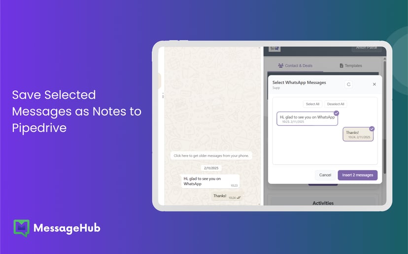 WhatsApp Web and Pipedrive by MessageHub App Integration - Pipedrive ...